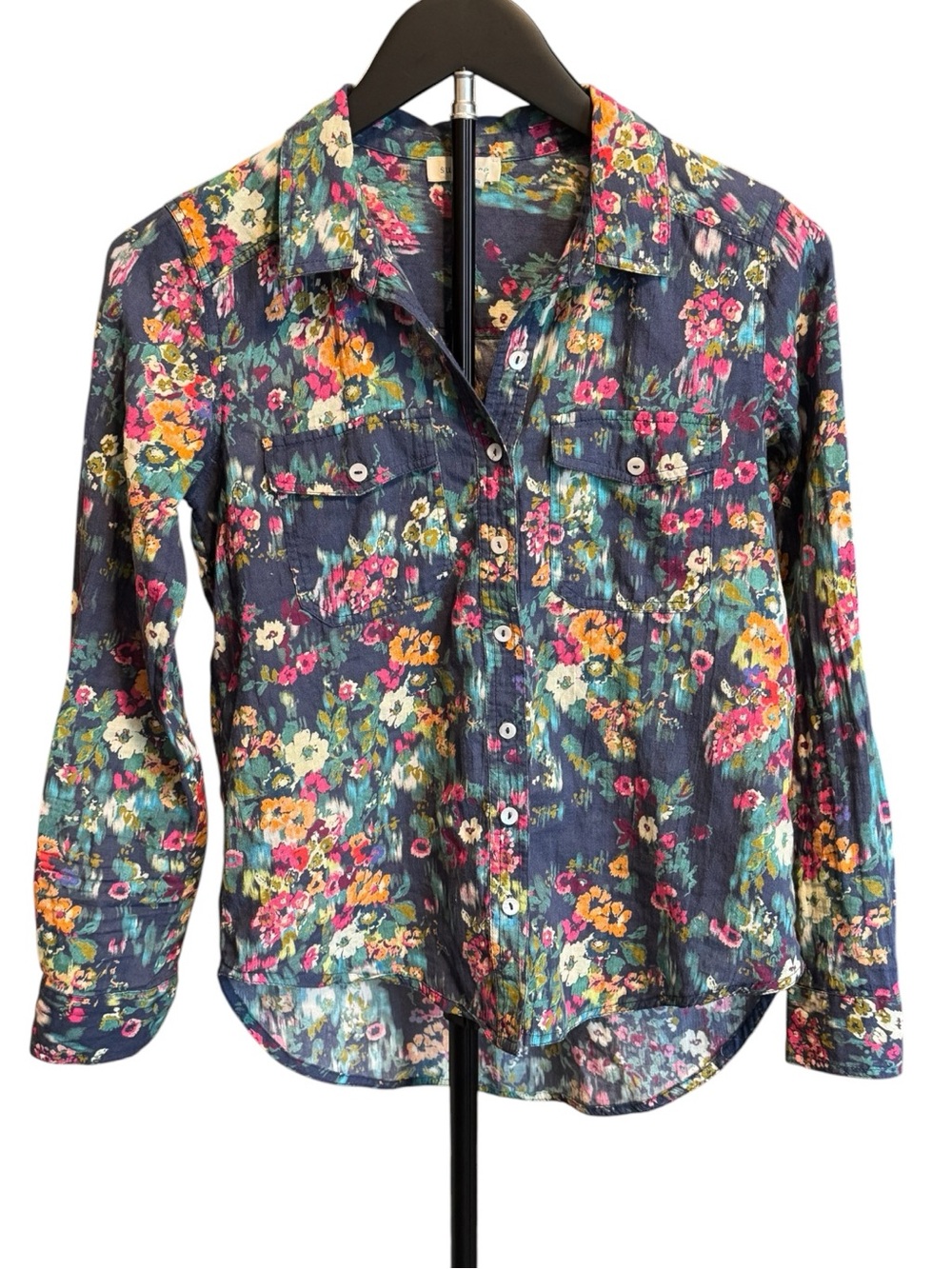 Sundance Watercolor Floral Button-Front Top